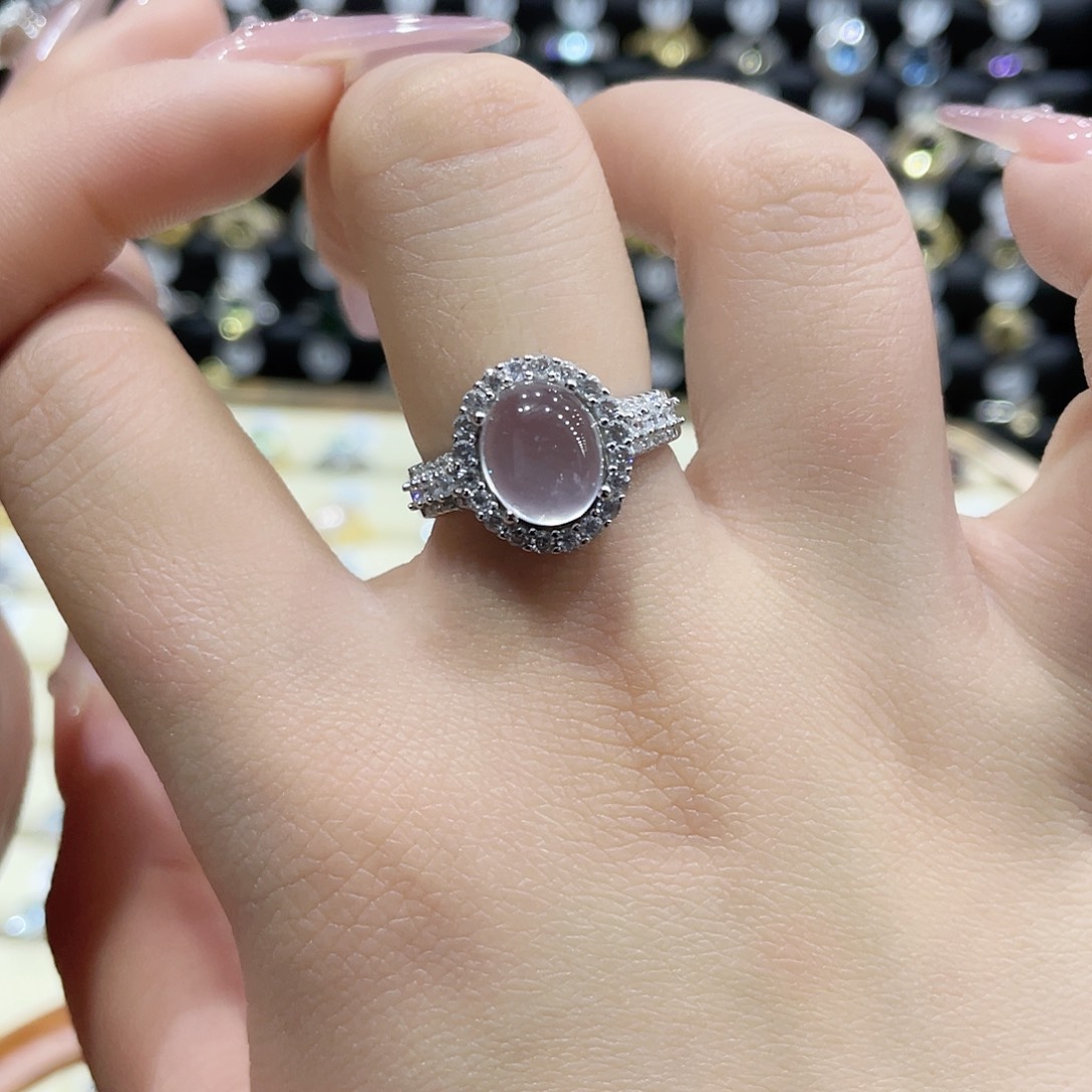 芙蓉石戒指银S925镶嵌