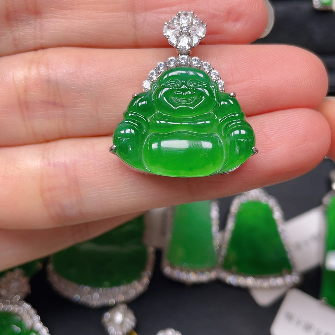 吊坠(不含链)银S925镶嵌翡翠吊坠