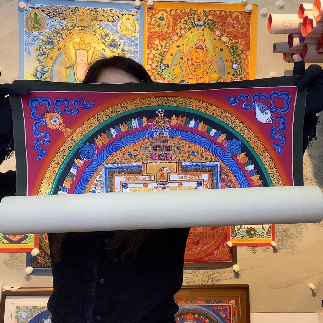卷轴画纯手绘坛城唐卡50厘米左右