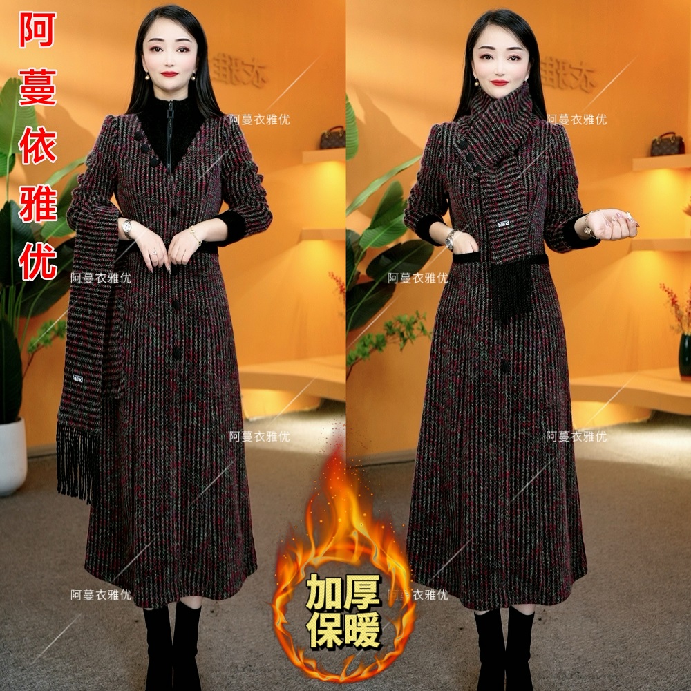 【衣雅严选】8081-1276#新款加厚保暖金貂混纺气质款围巾+连衣裙