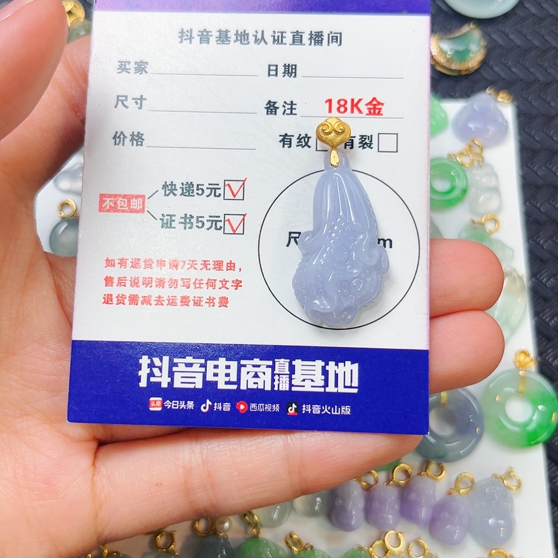 实***姐翡翠18K金镶嵌颈饰