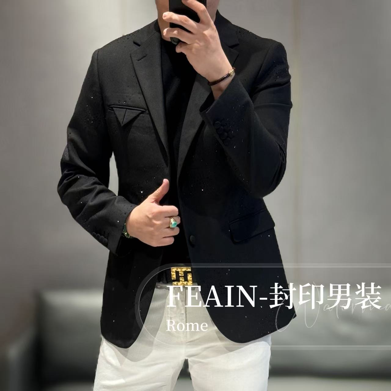 高端男士八星八箭满天星立体修身小西装8051