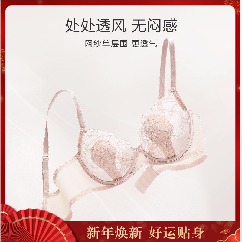 【玫瑰兔耳朵欧若风】安莉芳透气薄款内衣女士内衣大胸EBW0874