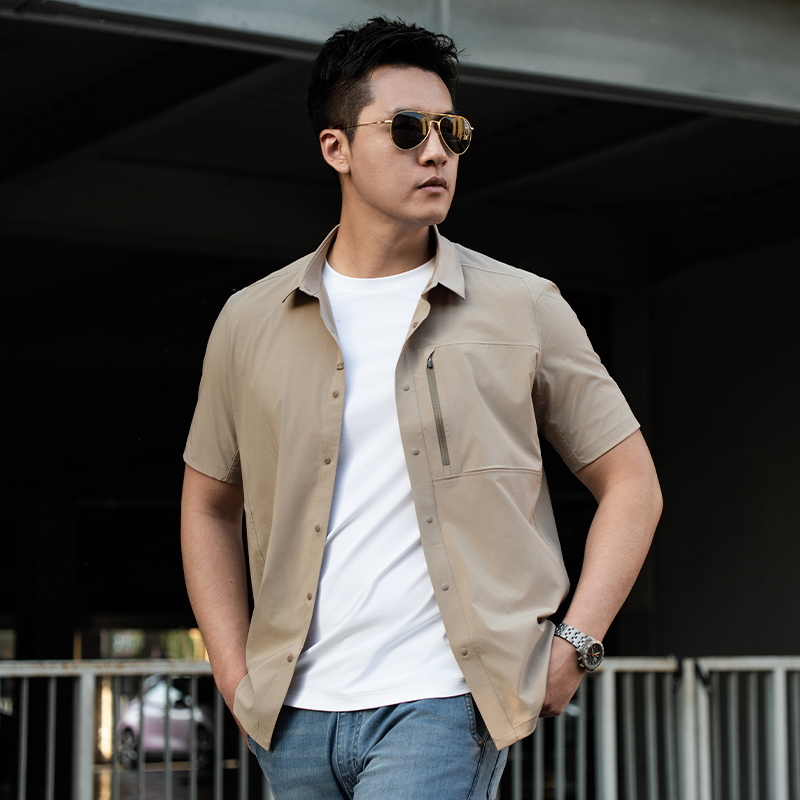 【龙牙】隐之轻竹速干休闲短袖衬衫穿搭春夏防晒通勤穿搭男士衬衣