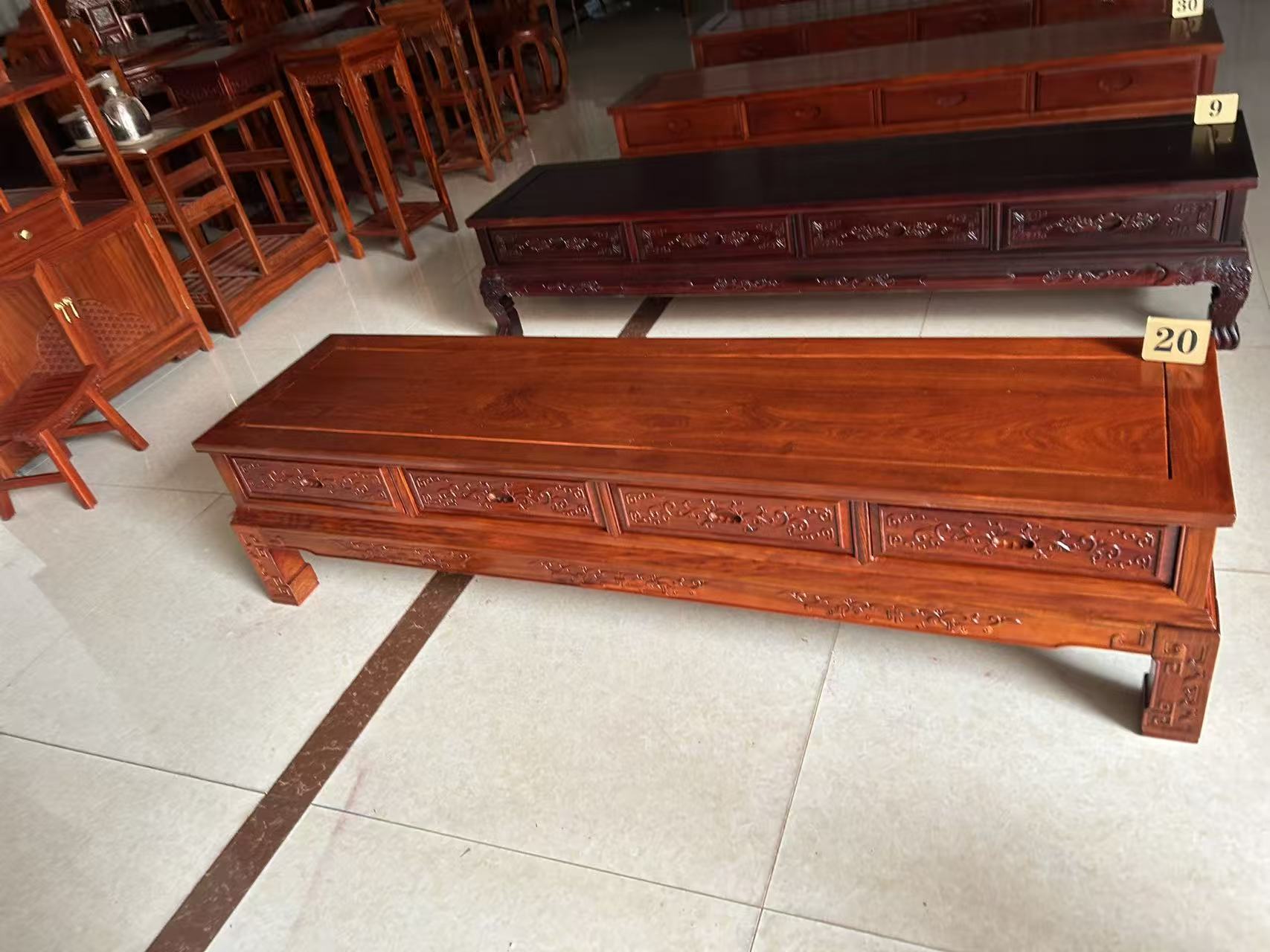 国标红木刺猬紫檀电视柜储物柜4抽1.8米