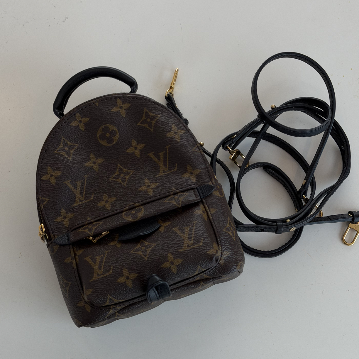 95新 LouisVuitton/路易威登 lv经典老花mini双肩包双肩背中古