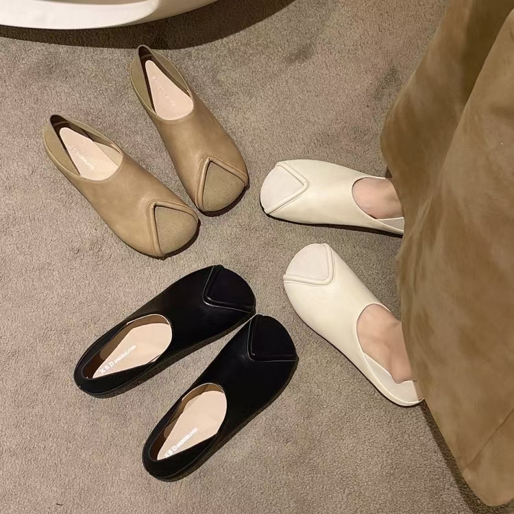 时尚豆豆鞋百搭单鞋圆头平底复古软底外穿休闲舒适