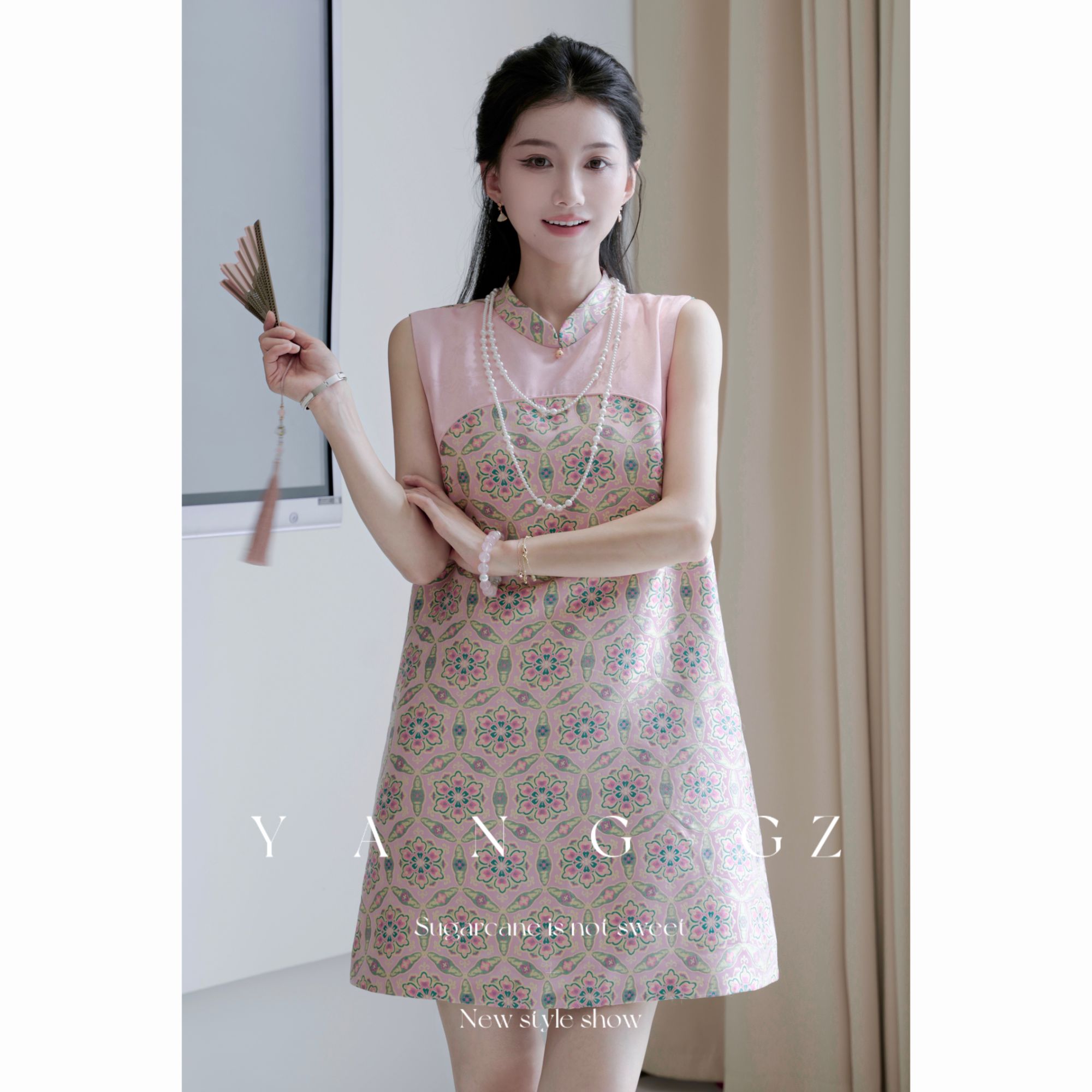 YANG GZ【Q盛世芳华】新中式宝相花桑蚕丝连衣裙 GZ5152GL602262