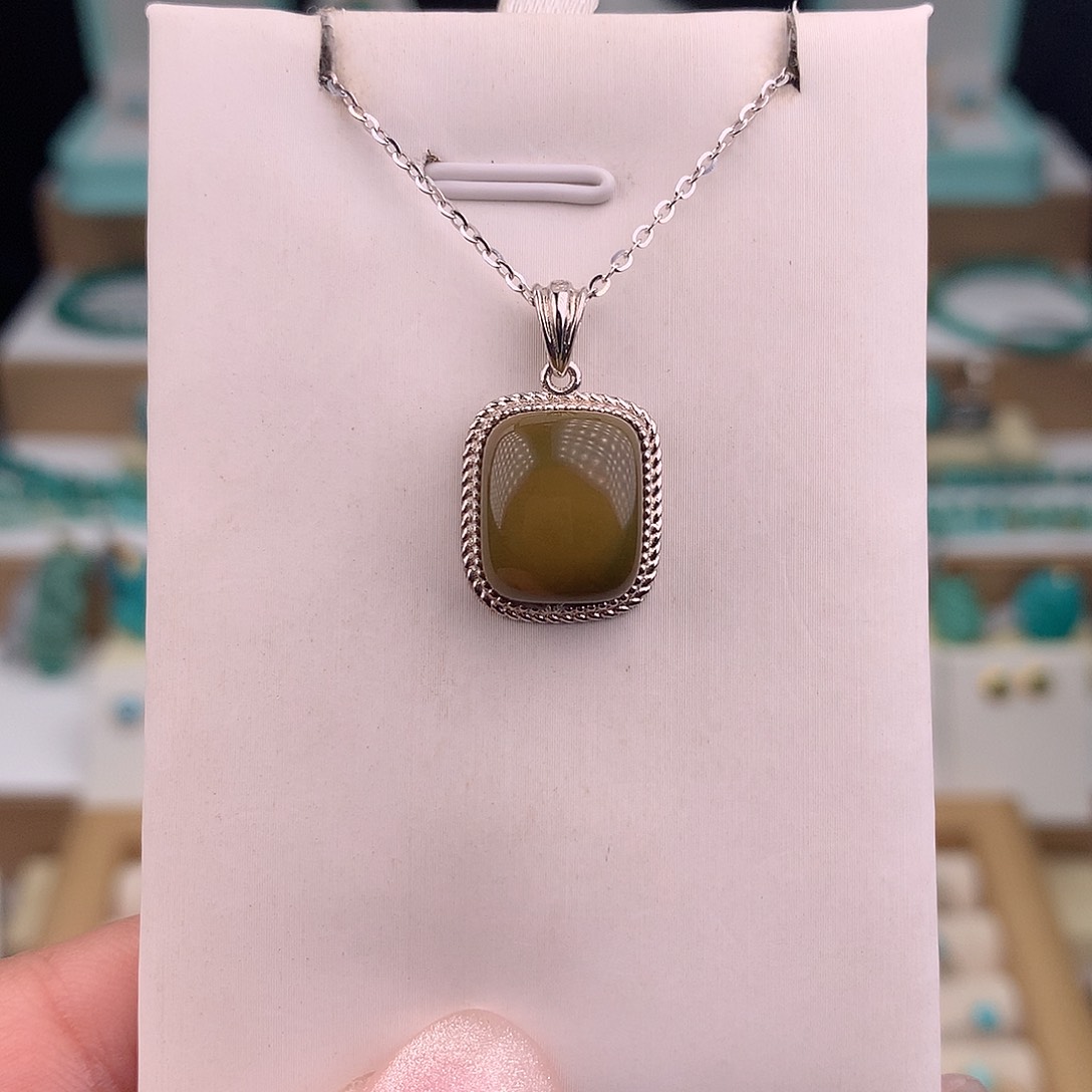 绿松石银S925镶嵌吊坠(不含链)