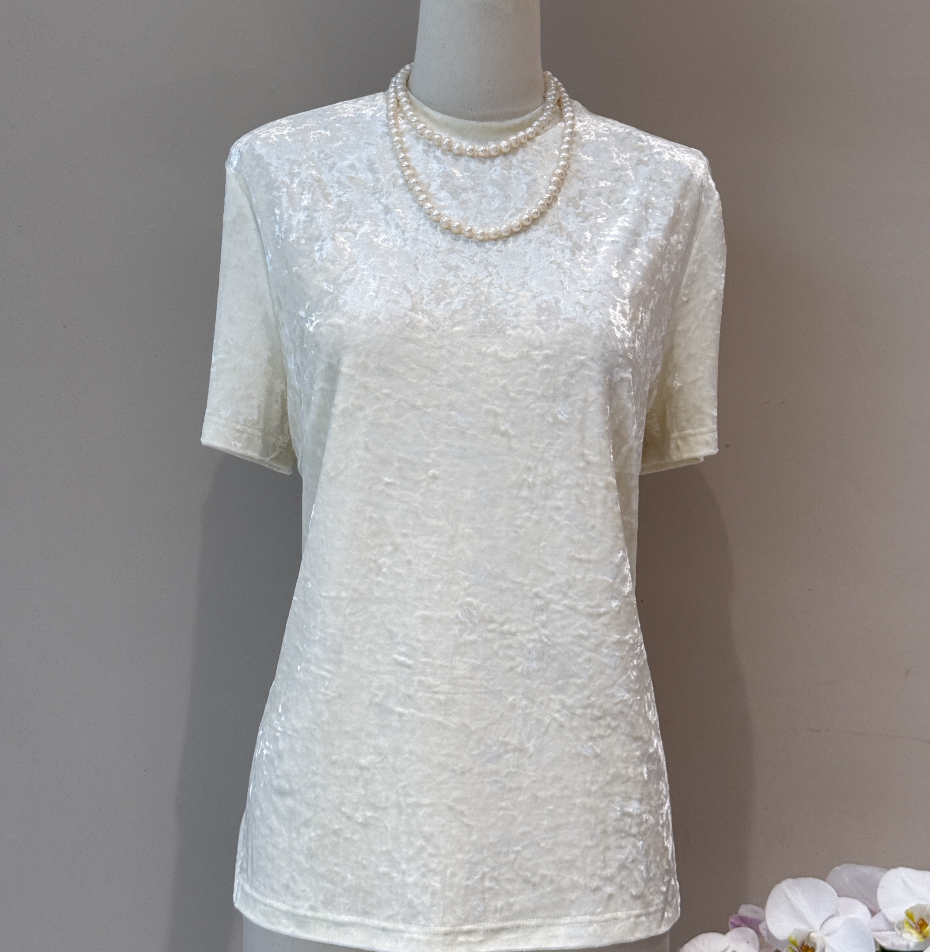 秀巧10287直筒型轻职风宽松型圆领短袖T恤宽松白色休闲