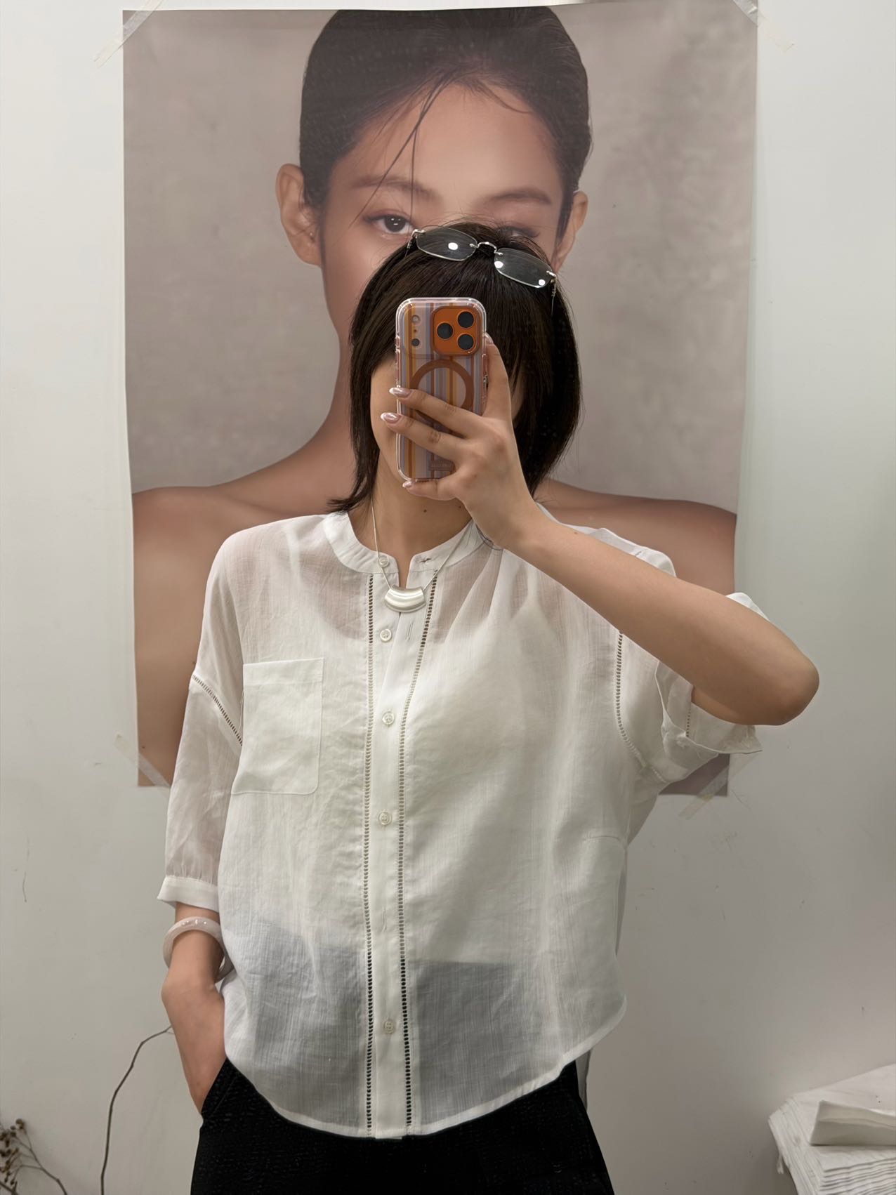 0620-27 设计感小众撞色圆领短袖女夏季新款显瘦小衫 AGY 86222