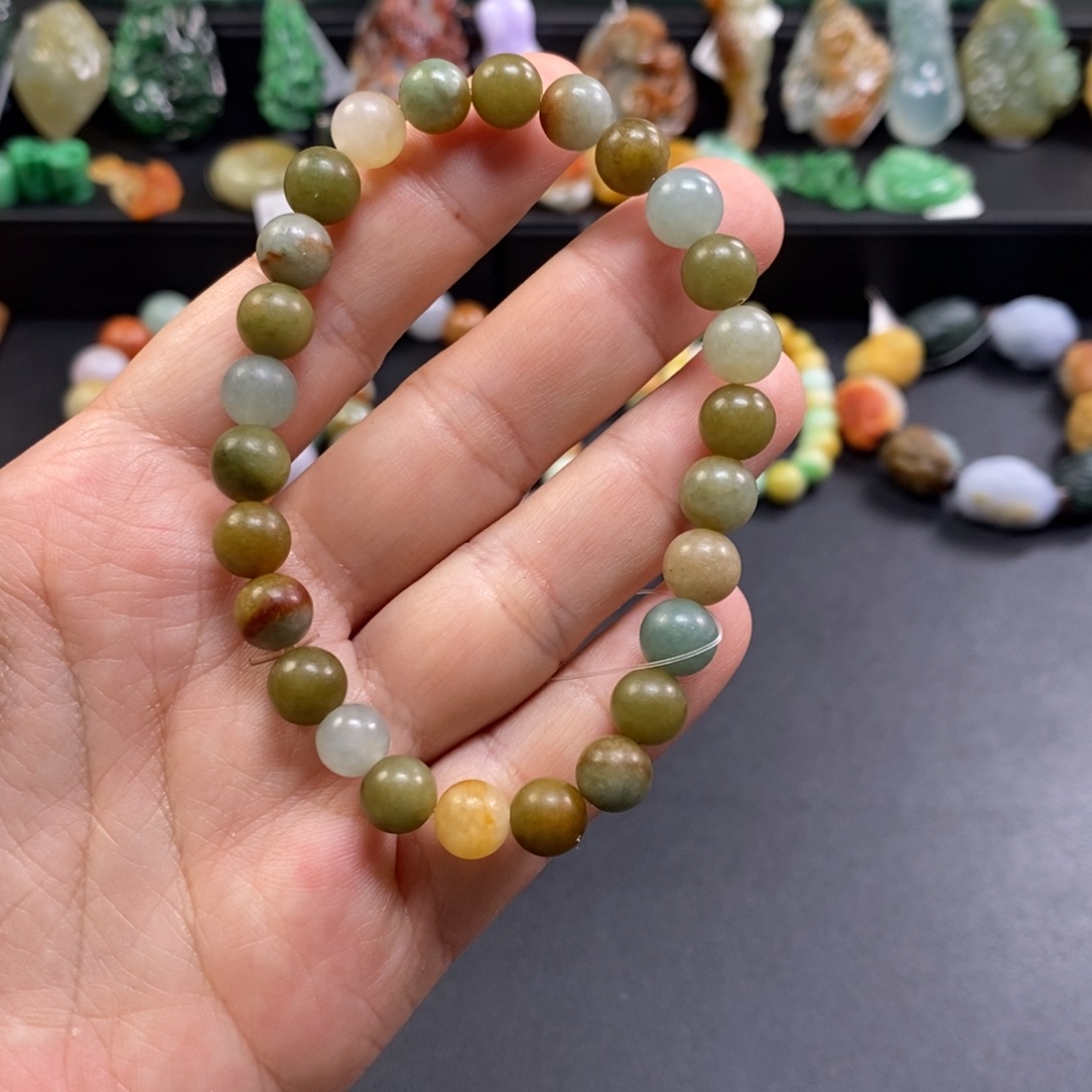 翡翠未镶嵌手串卡7*