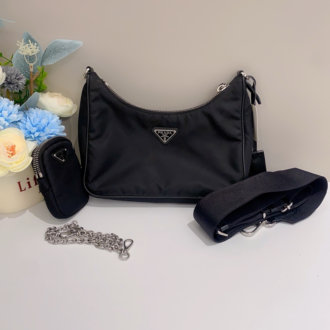 95新 Prada/普拉达  三合一hobo 单肩女包14282847二奢