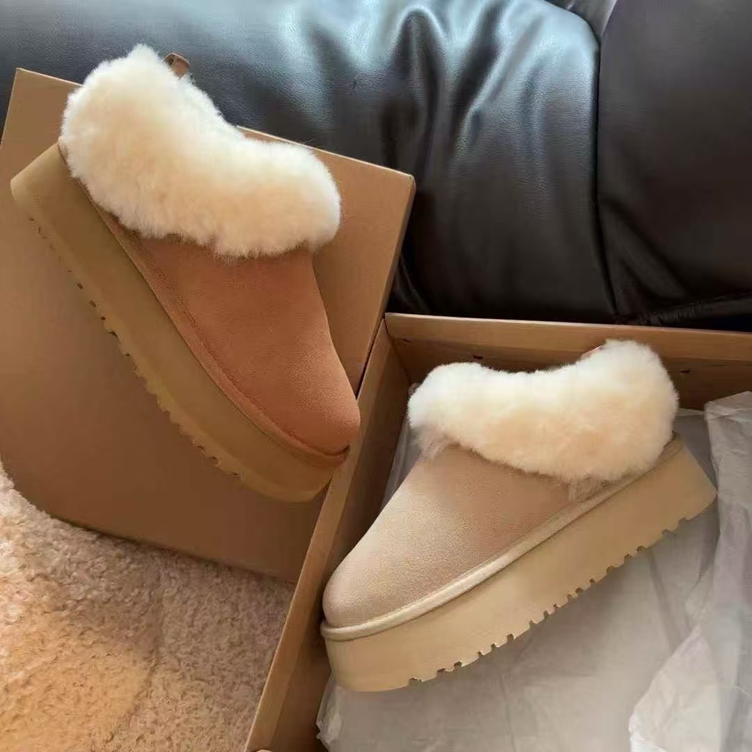 A厚底低帮保暖雪地靴时尚保暖百搭时尚雪地靴女款短筒