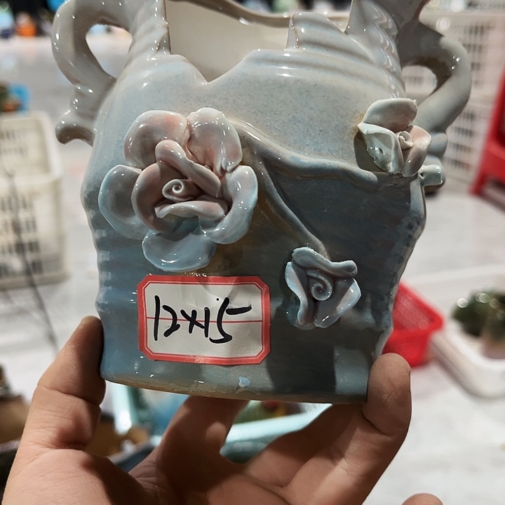 瓷片花盆多肉植物艺术品