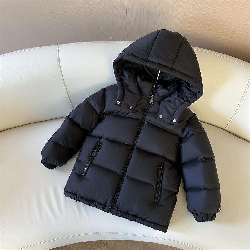 2025儿童黑色金边羽绒服男女同款冬季加厚外套T8