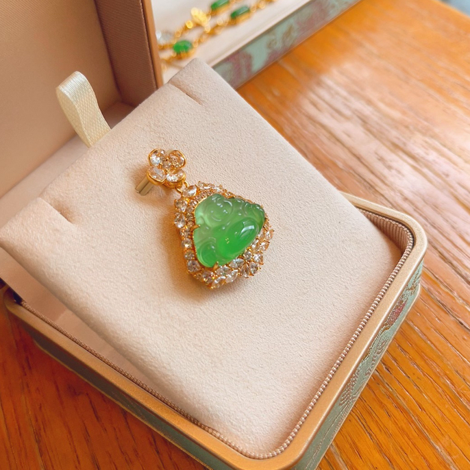 足金999金翠佛缘吊坠5D硬金