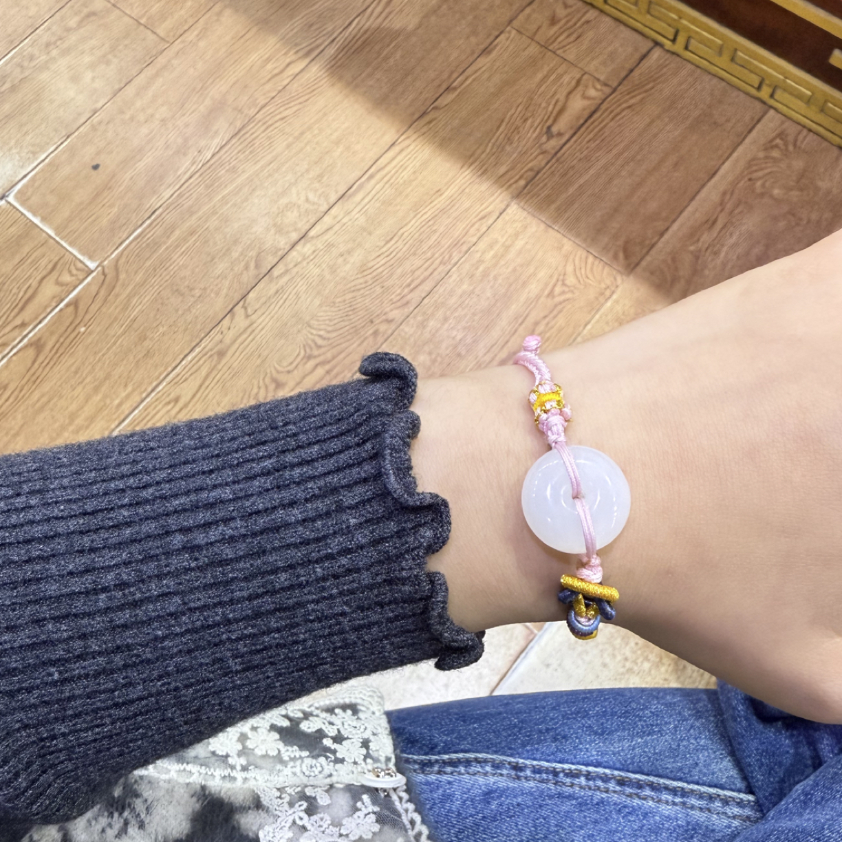 和田玉俄料平安扣手绳款