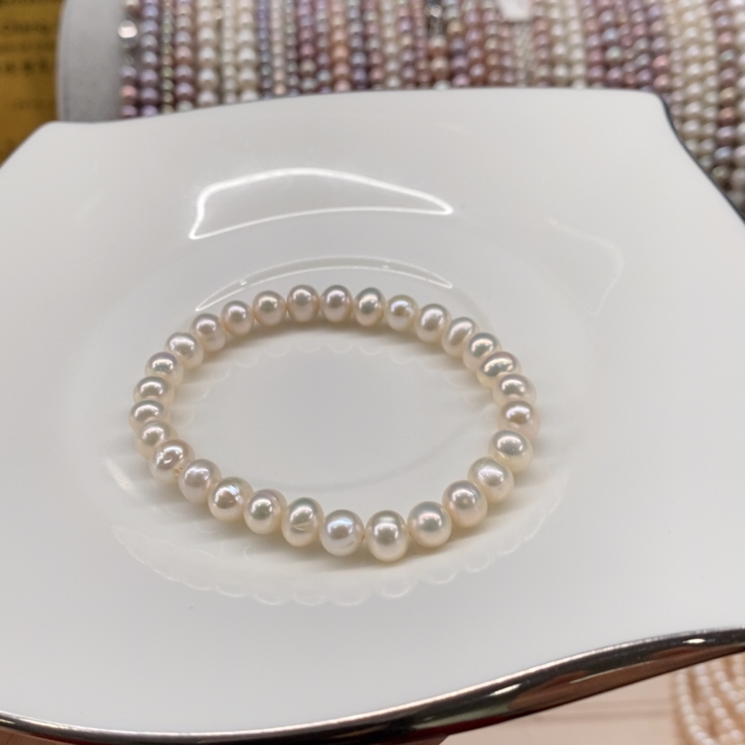 手绳淡水珍珠未镶嵌6-7有瑕疵