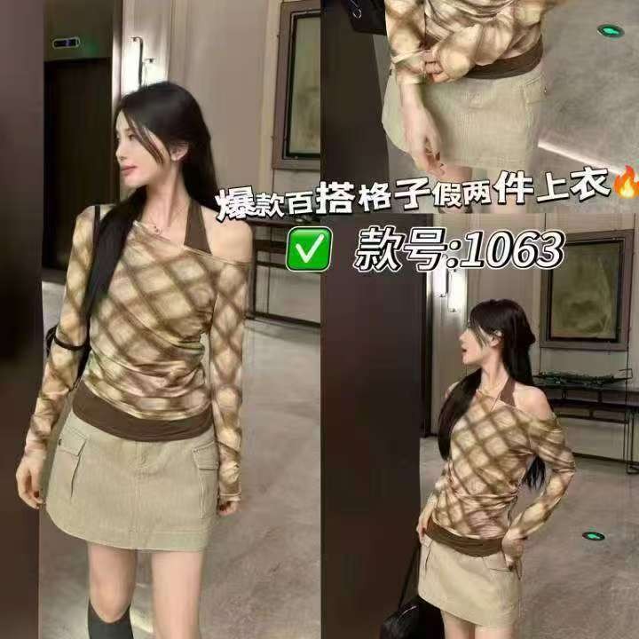 常规款欧美风长袖斜领复古风时尚百搭打底