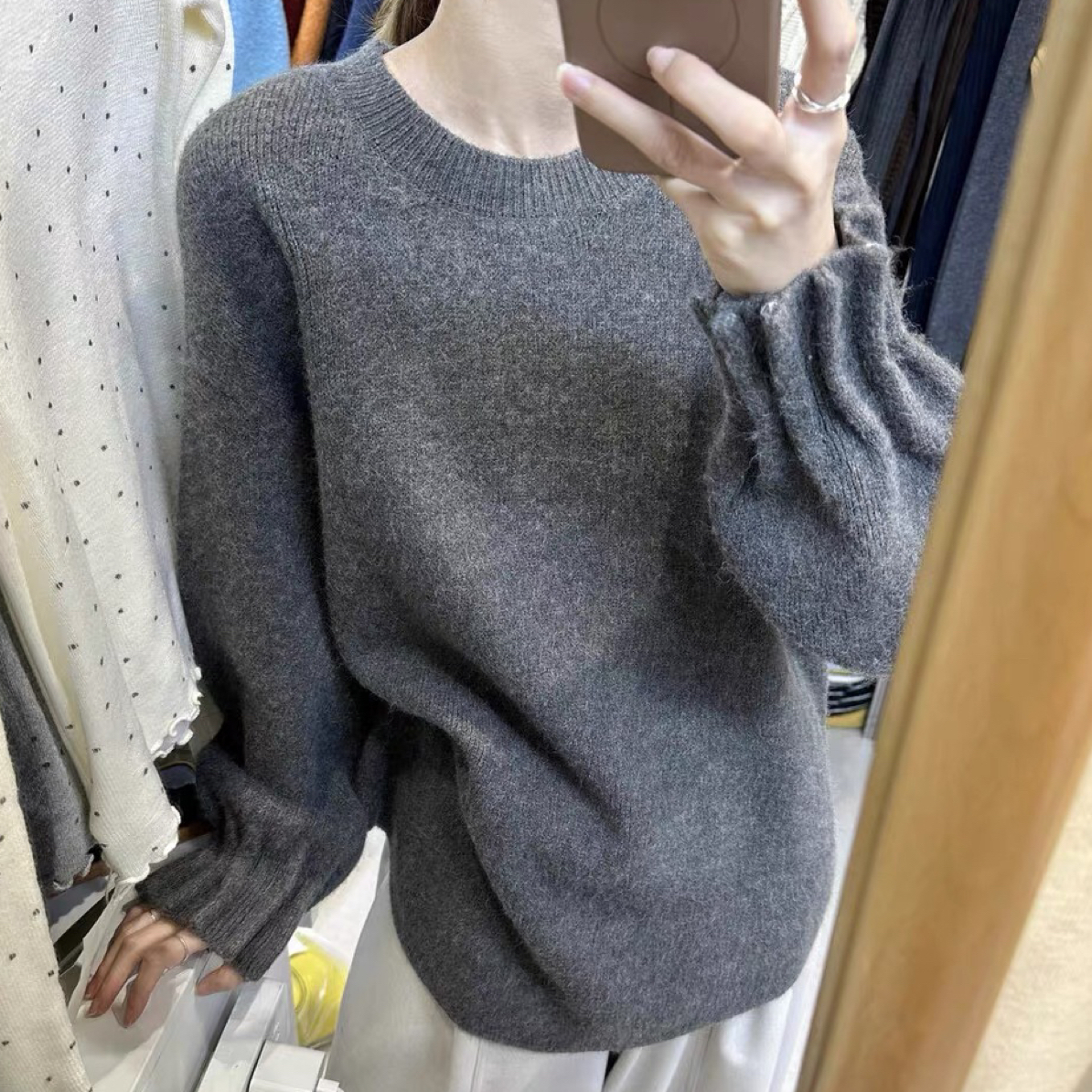 【毛衣-9062】纯色彩色宽松毛衣休闲慵懒风圆领长袖秋冬新款