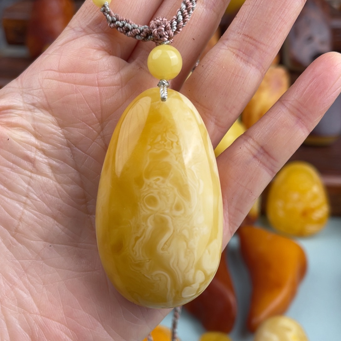 定制琥珀未镶嵌蜜蜡水滴吊坠