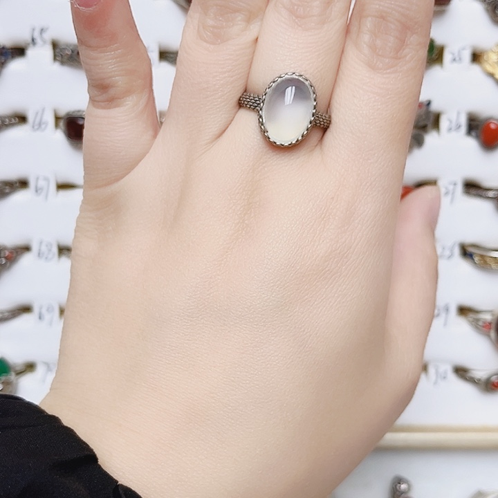 玛瑙/玉髓银S925镶嵌戒指