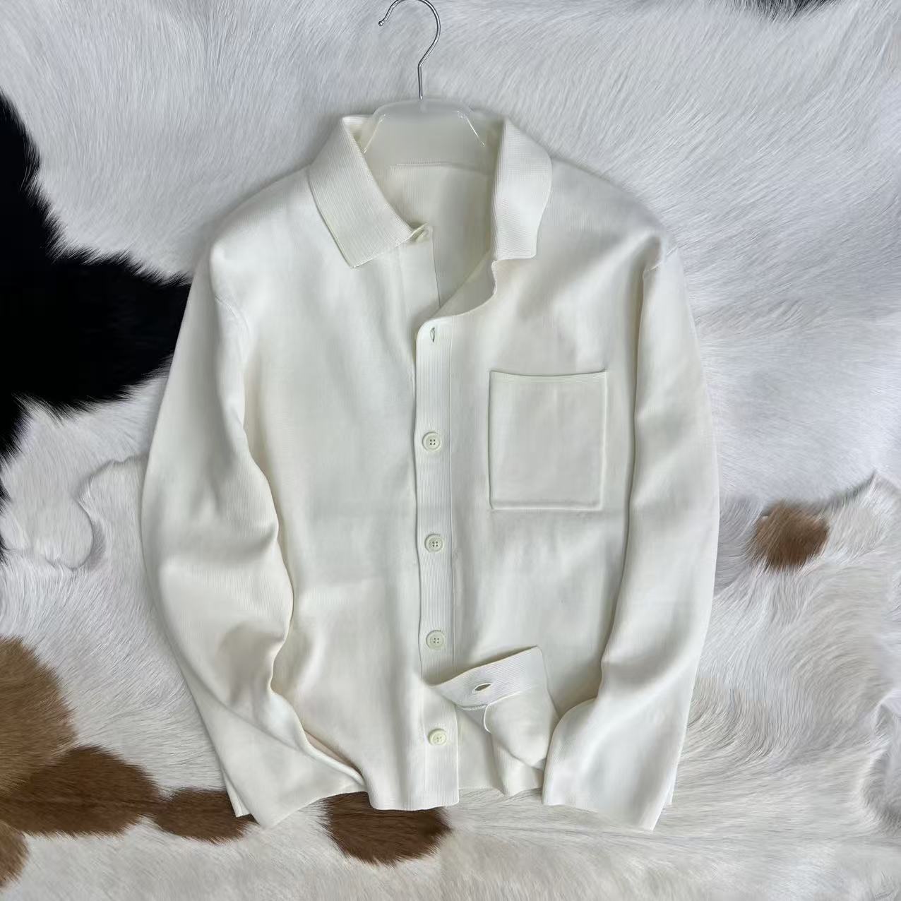 日单剪标 纯原 好打理不起球 男士针织开衫春秋薄款翻领毛衣