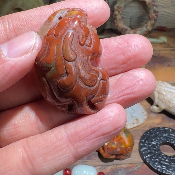 玛瑙/玉髓车挂未镶嵌青*