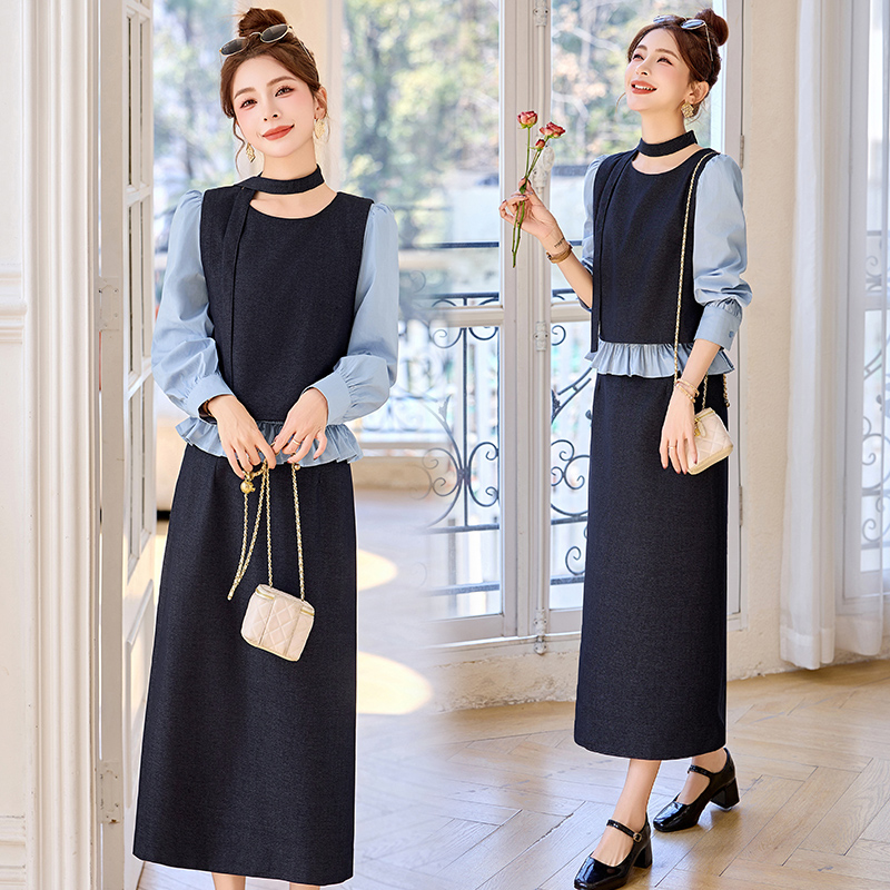 小香风法式套装女两件套2025春装设计感拼接撞色洋气上衣半身裙