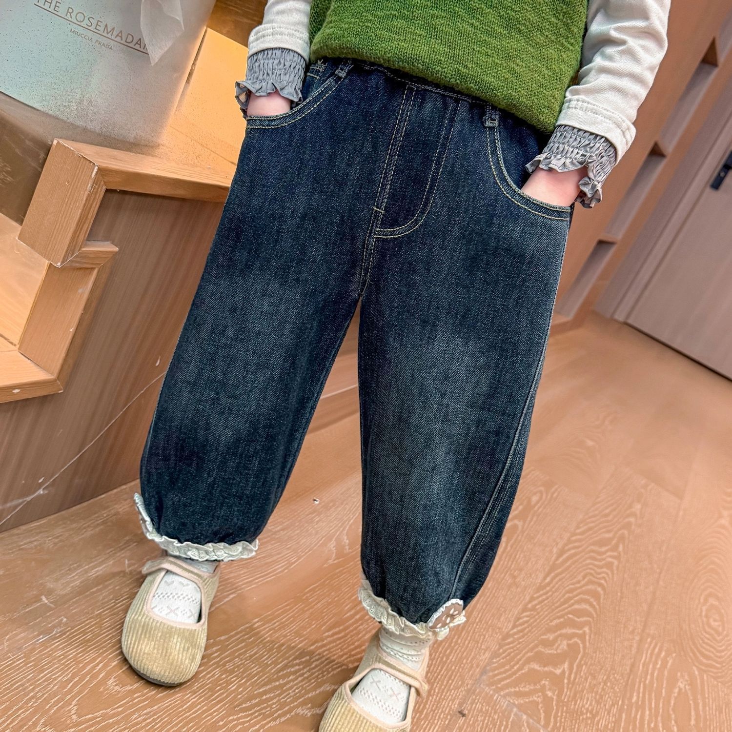 女童牛仔裤春秋款2025新款儿童秋装束脚裤女宝宝秋季宽松休闲长裤