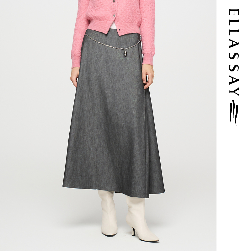 ELLASSAY歌力思2025早秋新款通勤高智感中长半身裙女E363Q01300