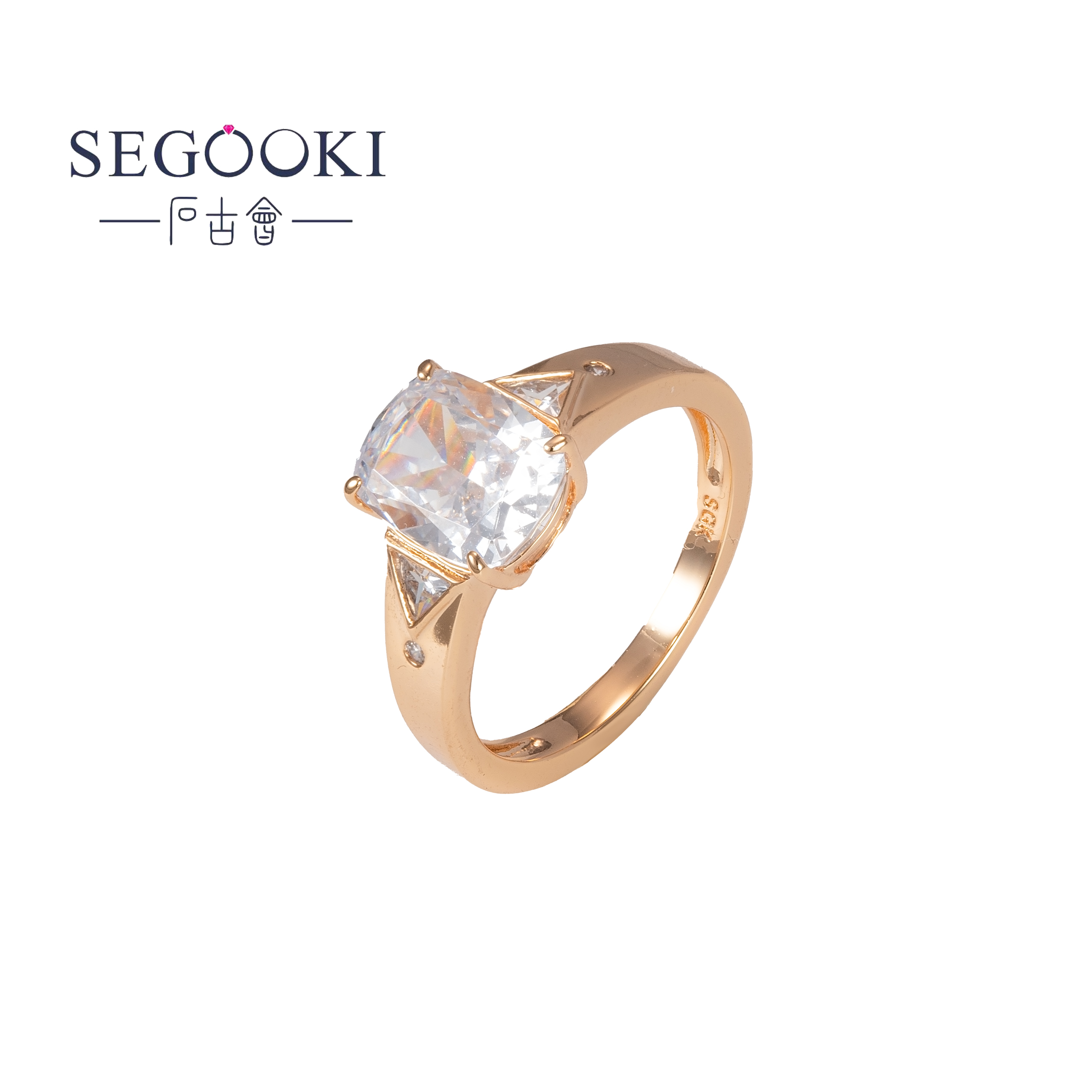SEGOOKI 【时光棱影】镀18K 小号三石款戒指-S047
