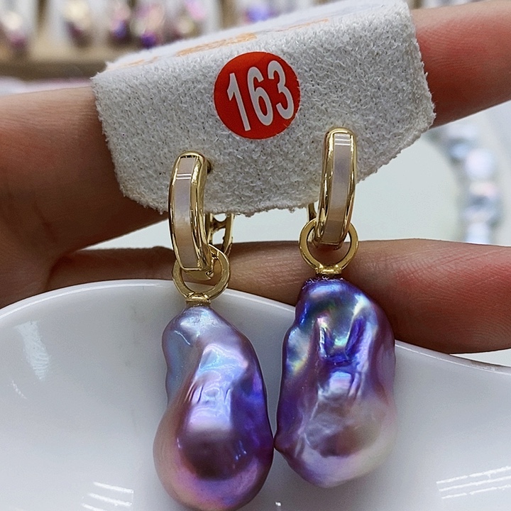 银S925镶嵌耳饰淡水珍珠