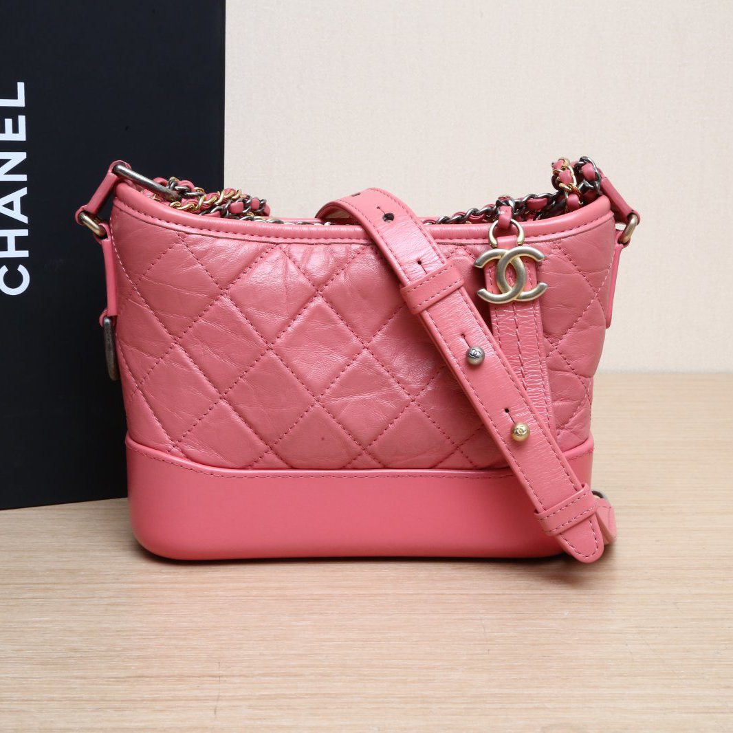 95新 Chanel/香奈儿 小花攀攀流浪 小号 20cm 粉色 皮革C 28开包