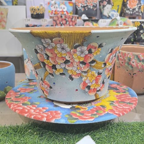 红泥花盆奇**情景德镇陶瓷