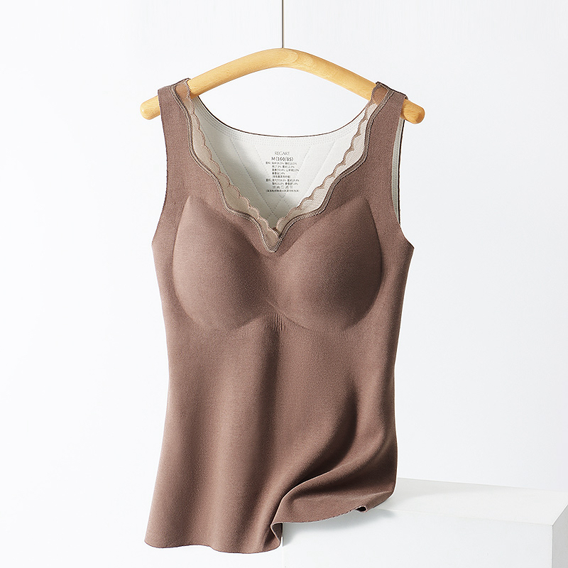 暖绒润肤保暖背心冬女士蚕丝山羊绒打底内衣