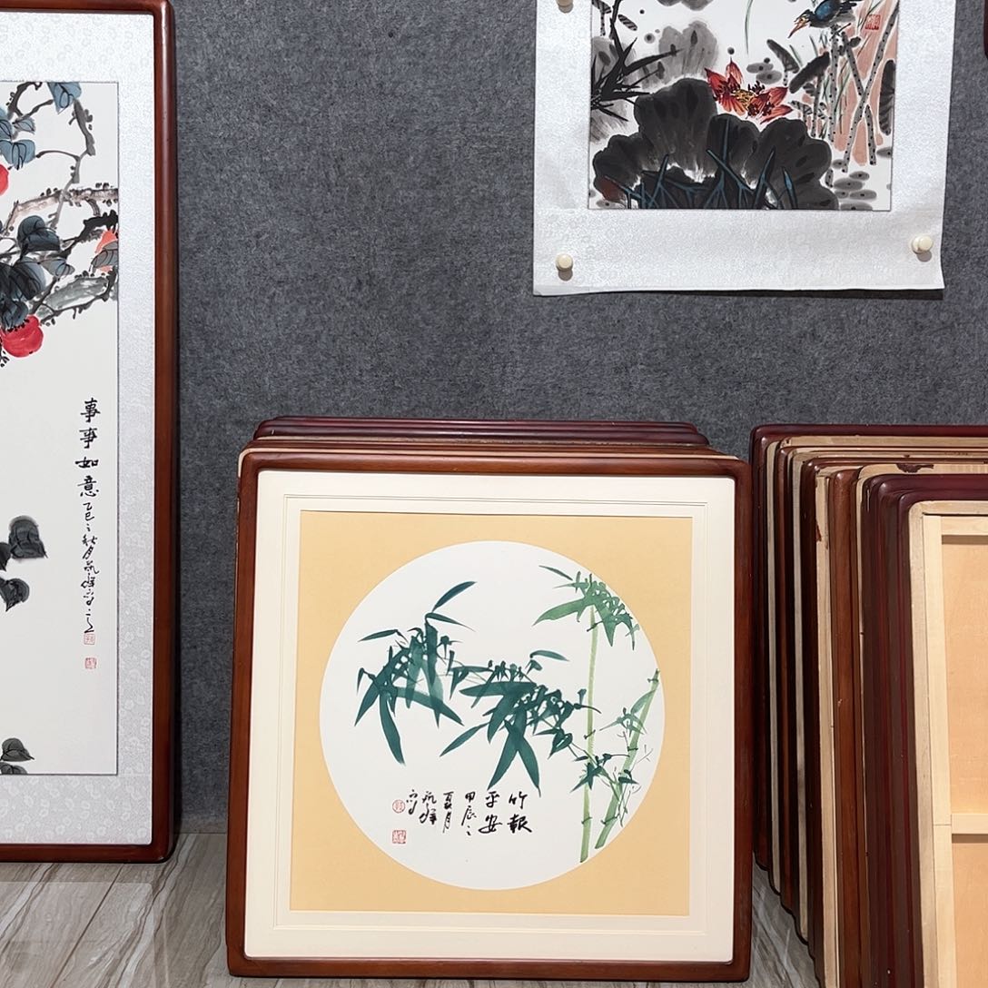 国画书画作品带框63×63