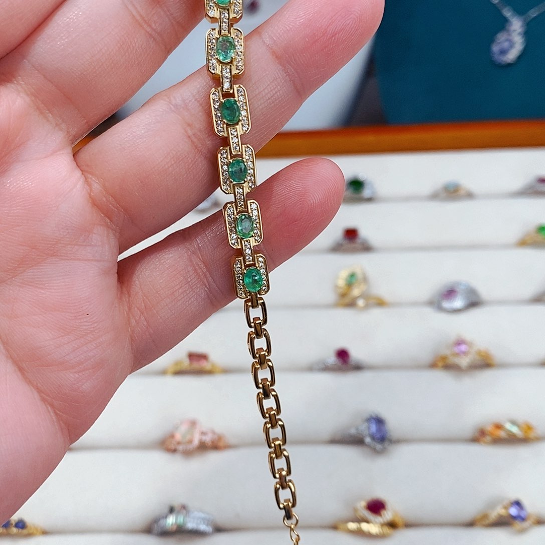 祖母绿手链银S925镶嵌