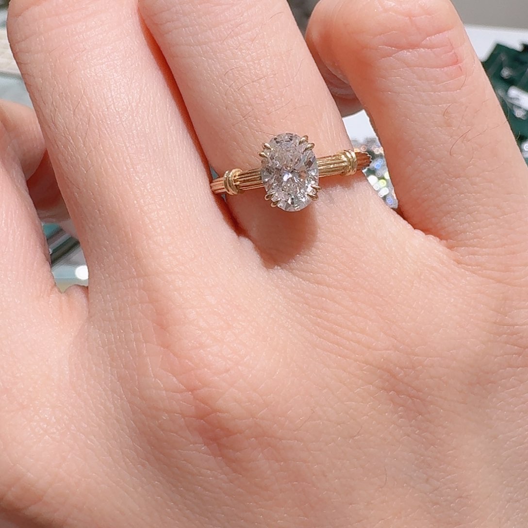 实验室培育钻石18K金镶嵌茄*14