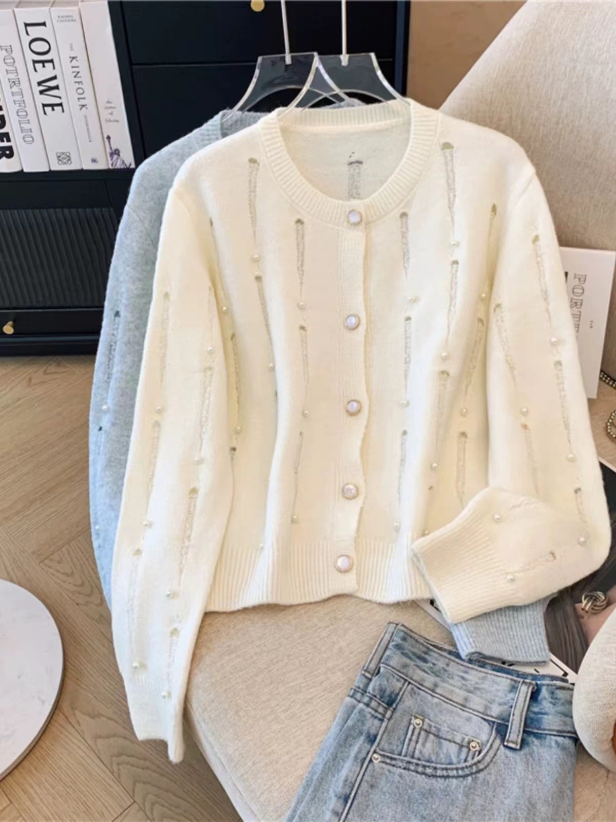 财七轻奢秋冬毛衣针织衫开衫气质显瘦外套休闲宽松风慵懒遮肉