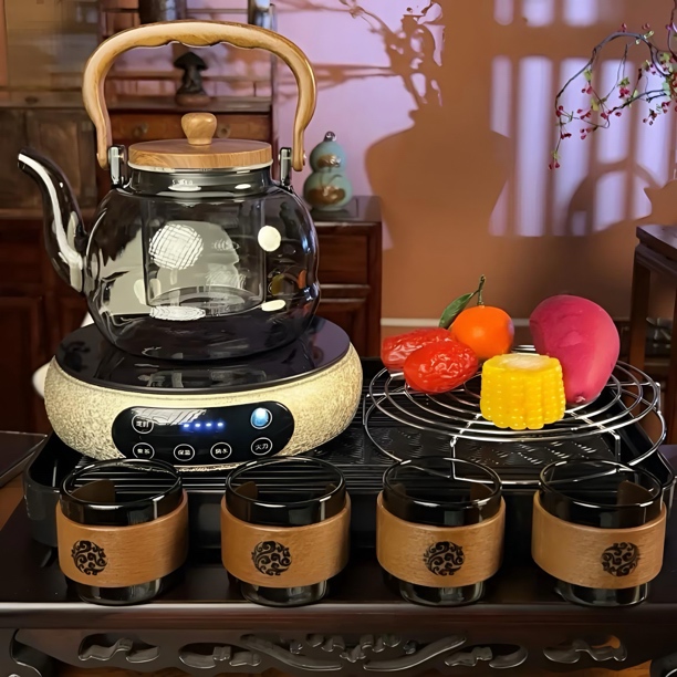 2电陶炉煮茶器超薄智能台式多功能家用耐热玻璃煮茶壶泡茶壶茶盘