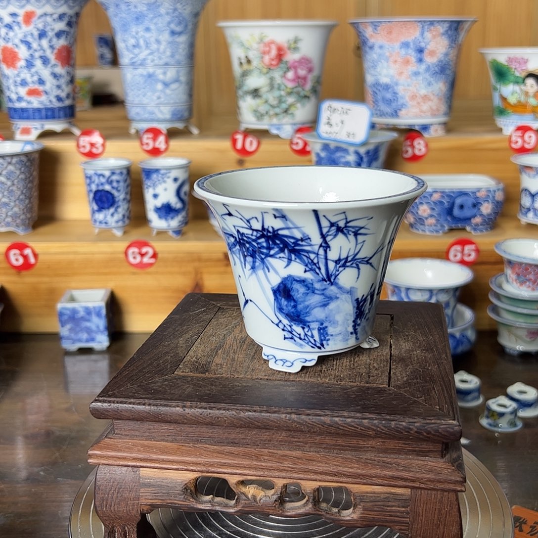 墨奈手绘陶瓷花盆