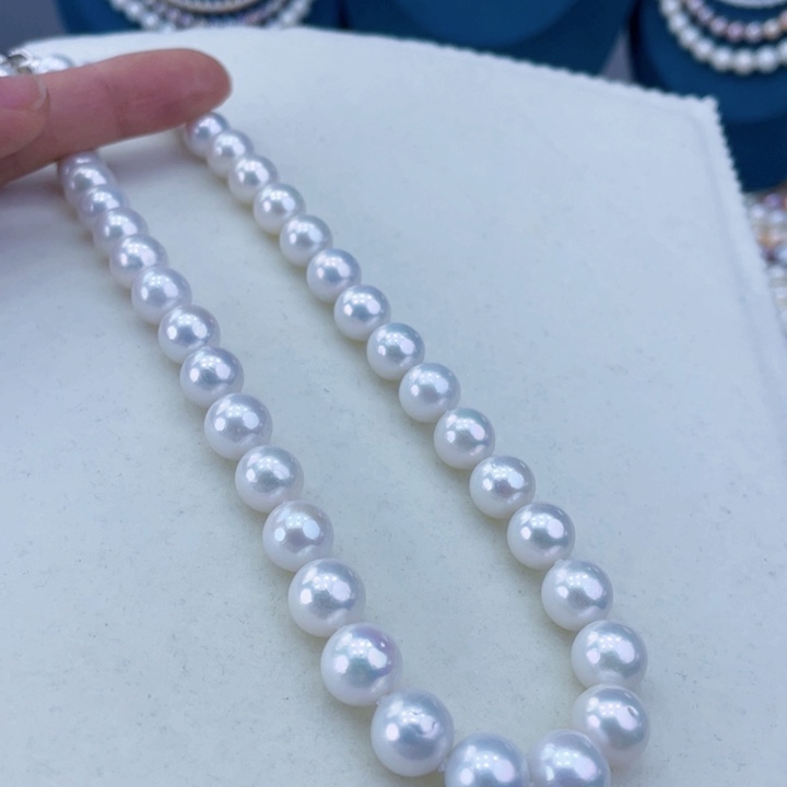 淡水珍珠颈饰银S925镶嵌卡10炫彩高品