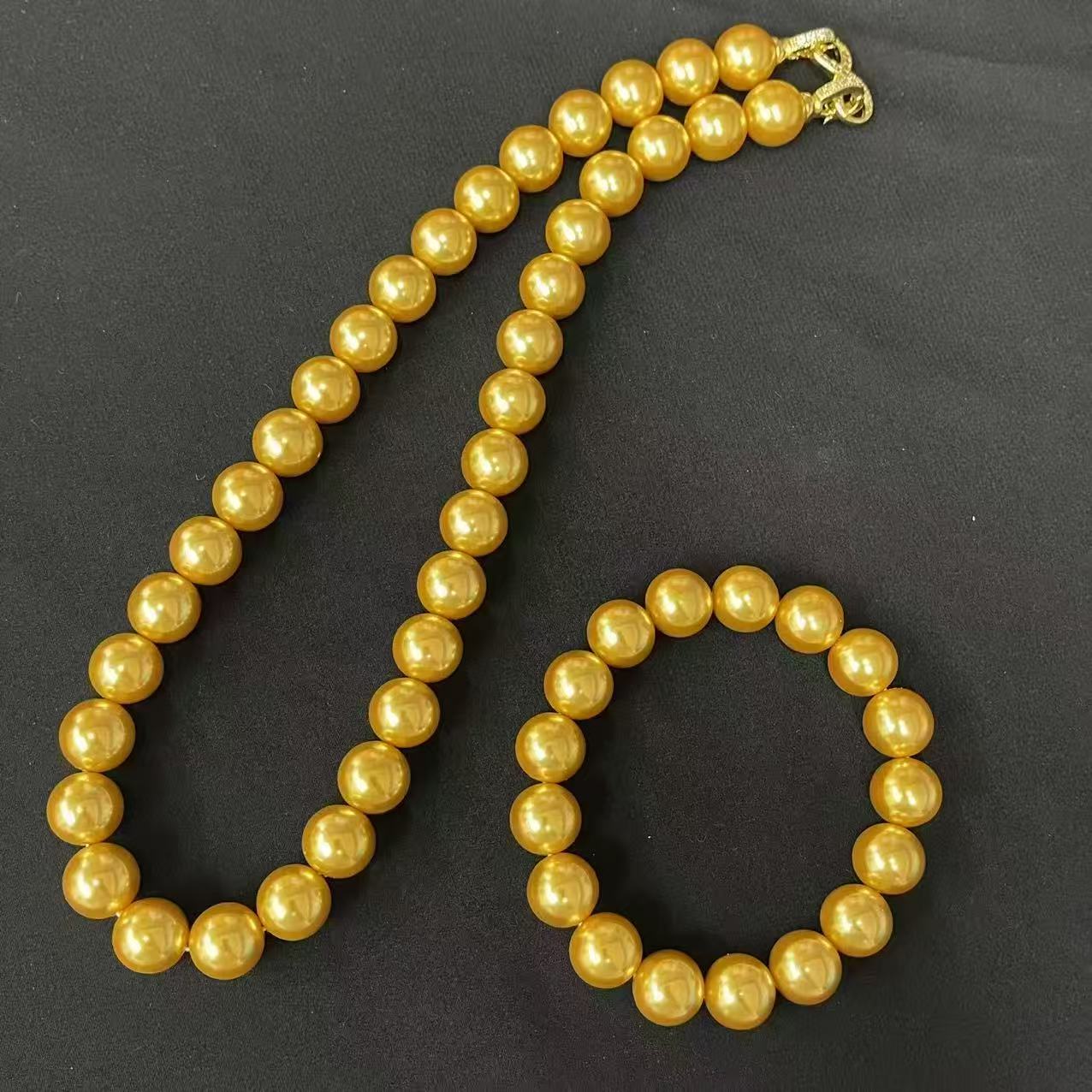 【壹壹专属】金光贵气气质高贵马贝珠颈饰+手串CM13969