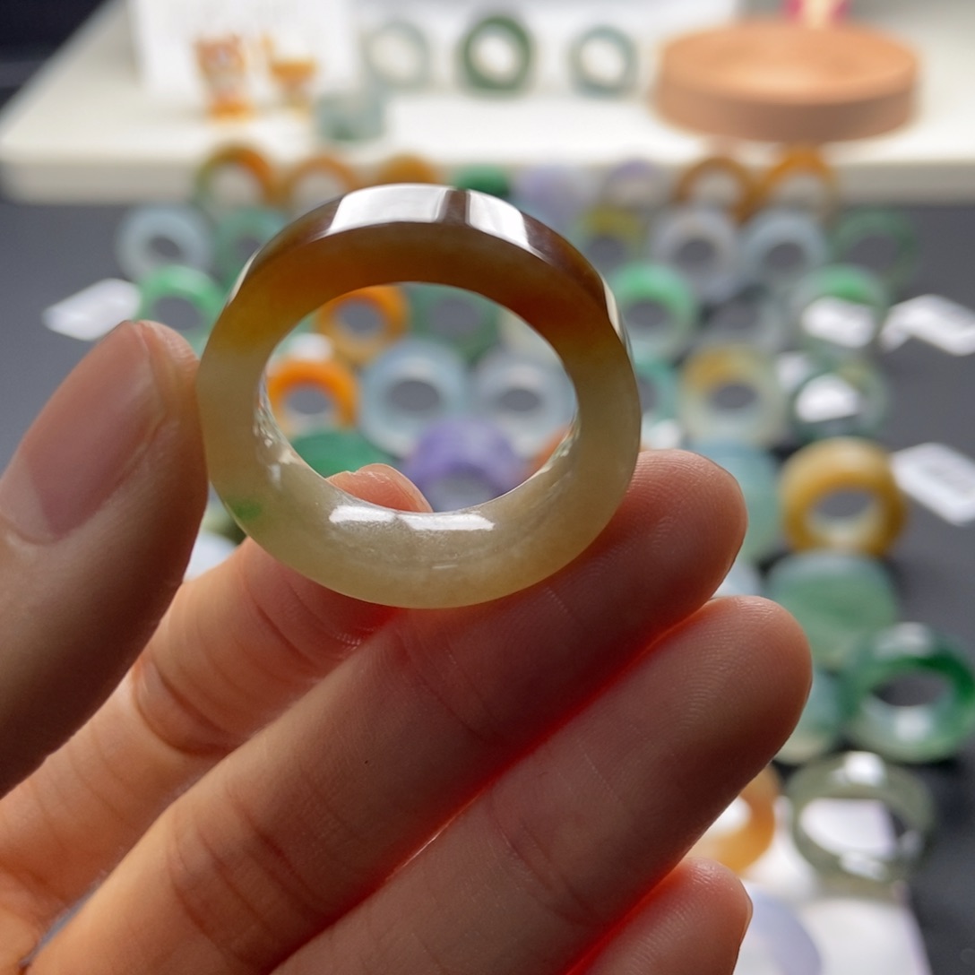 翡翠戒指未镶嵌晨**夕成品