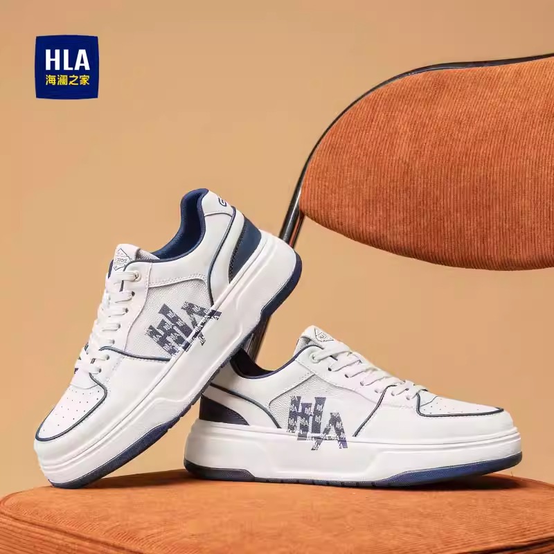 HLA/海澜之家男鞋新款夏季时尚增高透气休闲板鞋耐磨经典小白鞋男