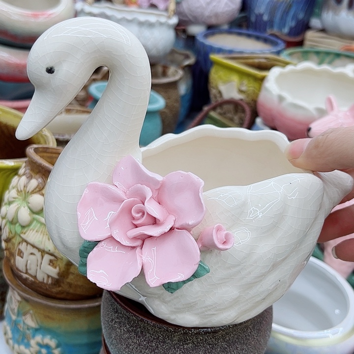 多肉绿植陶瓷花盆9.9包邮，有孔