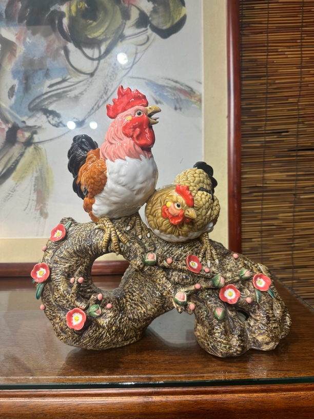 佛山石湾陶艺 鸡 和合吉庆 精致款