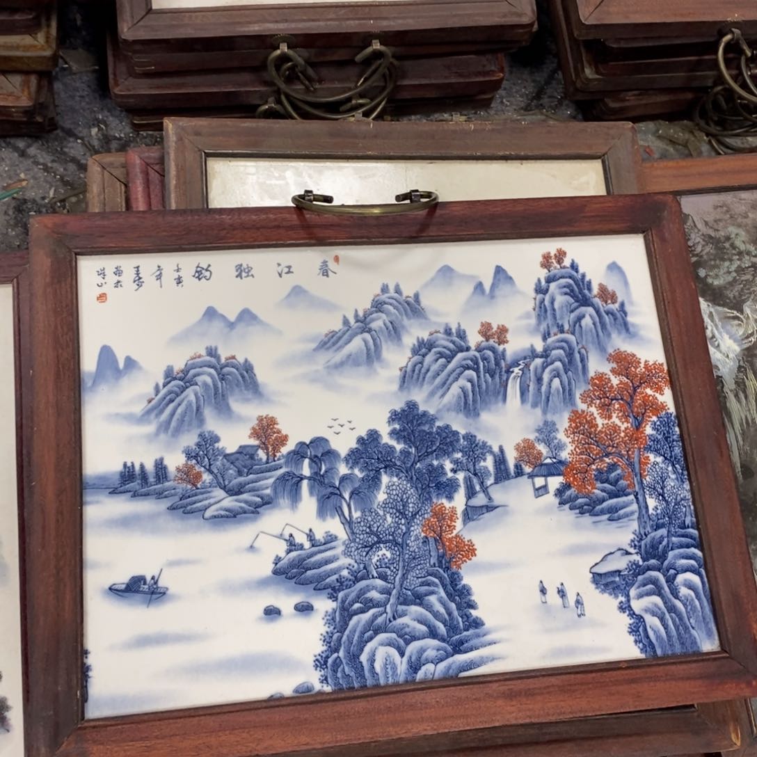 瓷片37*28*1景德镇瓷板画柴窑烧制